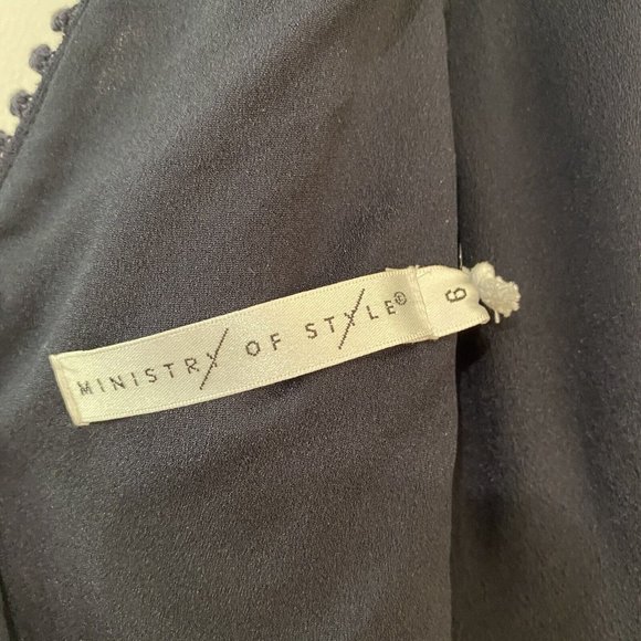 Ministry of Style Size AU6 US2 Navy Blue Lace Dahliah Midi Flare Dress New $229 - Picture 9 of 11